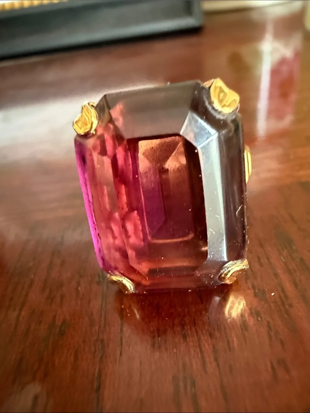 Smoky Violet Faceted 1975 Avon Vintage Statement Ring